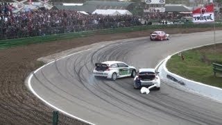 Frode Holte VS Ludvig Hunsbedt  ERC Rallycross Maasmechelen 2011 [upl. by Pazice]