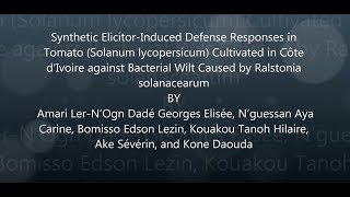 Synthetic Elicitor Induced Defense Responses in Tomato Solanum lycopersicum Cultivated [upl. by Leena398]