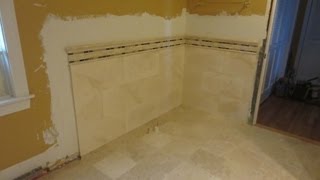 Travertine tile bathroom time lapse [upl. by Orabel]