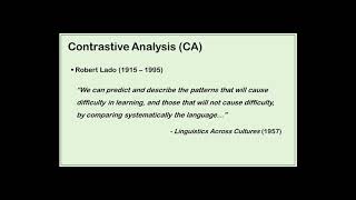 Contrastive AnalysisCA and Error AnalysisEA [upl. by Gahl]