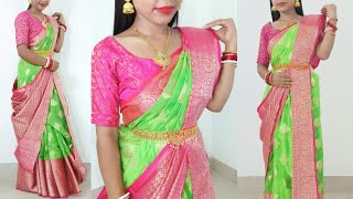 atpoure saree wearing  atpoure saree porar tips  saree draping new style [upl. by Nathalie]