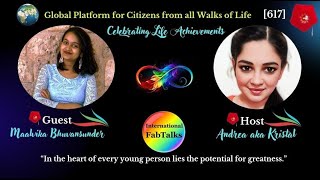 INTERNATIONAL FABTALKS WITH MAALVIKA BHUVANSUNDER awareness talkshow podcast crohnswarrior [upl. by Killie]