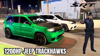 1200HP TRACKHAWKS RACE amp I GOT ARRESTED😱 caught on camera [upl. by Hanny]