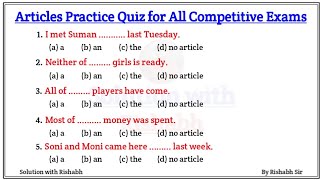 Articles A An The questions  Articles A An The in English Grammar  Articles Practice Set Exercise [upl. by Barnaby]