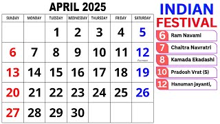 Calendar April 2025  April Calendar 2025 with Holidays  April 2025 Calendar  Calendar April 2025 [upl. by Heddy]