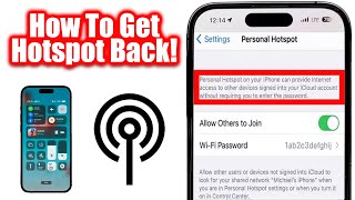 Fix  Personal Hotspot Disappeared iPhone  Tethering Missing Not Working [upl. by Ahsinam]