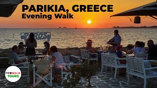 Parikia Greece Evening Walk  Island of Paros  4K with Captions [upl. by Boccaj]