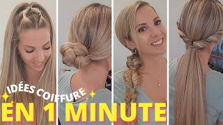 COIFFURE EN 1 MINUTE FACILE  coiffure 60 seconde simple  coiffure cheveux mi long à long [upl. by Shurwood]