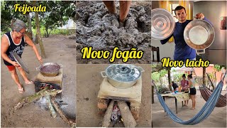 construindo um fogão de chão a moda antiga  feijoada para o almoço [upl. by Ruscher]