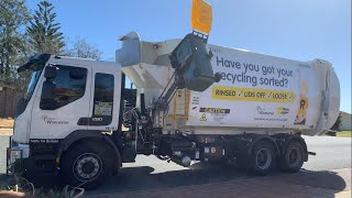 City of wanneroo recycle with the brand new Volvo 96167  Garbina in cab view and chop out [upl. by Eilram]