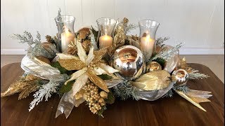 GLAM Christmas Centerpiece In Gold Dollar Tree Glam Centerpiece DIY Holiday Decor On A Budget [upl. by Mosley685]