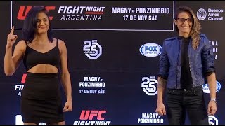 Cynthia Calvillo vs Poliana Botelho  Media Day FaceOff  Fight Night Buenos Aires  rWMMA [upl. by Uhthna]