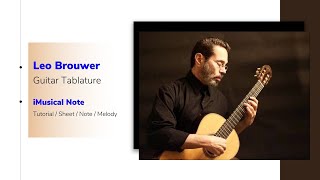 Guitar TAB  Leo Brouwer  Etude 5  Tutorial Sheet Lesson iMn [upl. by Bertelli872]