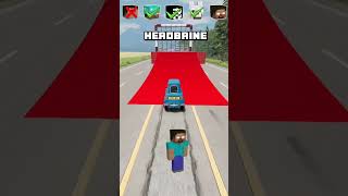 NOOB vs PRO vs HACKER vs HEROBRINE Car jump challenge 😎🚗 shorts beamngdrive [upl. by Asela]