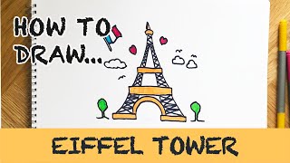 How to draw the Eiffel Tower  easy drawing ideas for kids and beginners cartoon drawing style [upl. by Crystie]