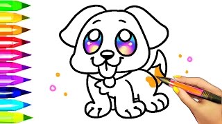 Easy Dog Coloring Pages for Kids  Learning Colors with Puppy Coloring Book [upl. by Saleem628]