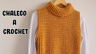 🔴Chaleco tejido a crochet para mujer CUELLO ALTO  tallas s m l xl ❤ [upl. by Aillimat]