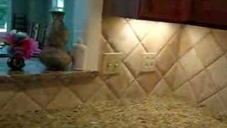 Diagonal Travertine tile backsplash [upl. by Beverie]