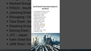 Top 15 Steel Companies in the World shorts ytshorts tatasteel ratantata [upl. by Fotina]