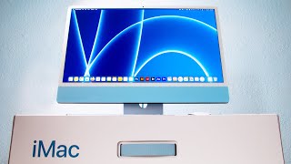 M1 iMac 24quot 2021 Blue Unboxing Setup and First Impressions [upl. by Pike793]