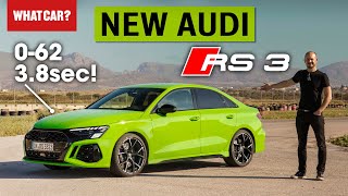 Audi RS3 review – NEW 180mph performance car driven  060mph test  What Car [upl. by Gayler912]