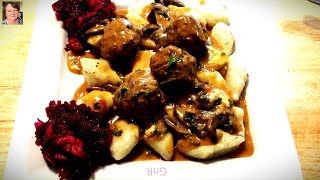 Klopsy Wieprzowo Wołowe z Kopytkami i BuraczkamiPork and Beef Meatballs with Kopytka and Beetroot [upl. by Nitnelav682]