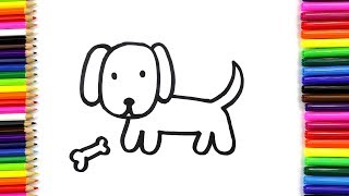 How to Draw and Color a Cute Dog for Kids  Draw Dog Cartoon  Art4Kids [upl. by Anirdna763]