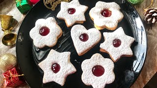 Linzer cookies recipe  perfect holiday cookies  Christmas recipes [upl. by Asereht]