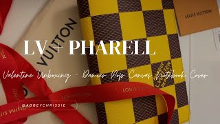 LV  Pharell  Unboxing Auguste Notebook Cover in Damier Pop Canvas [upl. by Otrebogad491]