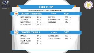 Victorian Prem Cricket  Kookaburra Mens U18s  Rd5  Frankston Peninsula v Casey South Melbourne [upl. by Wyatt]