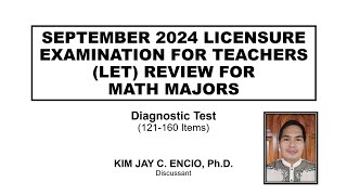 SEPTEMBER 2024 LEPT REVIEW FOR MATH MAJORS Diagnostic Test 121160 [upl. by Aubreir]