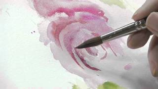 How to Paint a Red Flower with Green Leaves Using Watercolors [upl. by Bettencourt895]