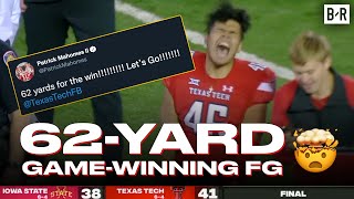 Texas Tech Kicker Wins Game On ABSURD 62Yard Kick 😳 [upl. by Eppie]