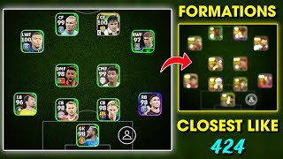 Closest Formations to 424 in eFootball 2024 mobile 😍  eFootball Best Formations [upl. by Bathulda]