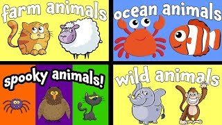 Cartoon Animals for Children  Learn Farm and Wild Animal Names  Kids Learning Videos [upl. by Atteragram]