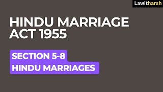 Hindu Marriage Act 1955 I Section 58 I Hindu Marriages I Ceremonies I Registration I Lawitharsh [upl. by Naam]