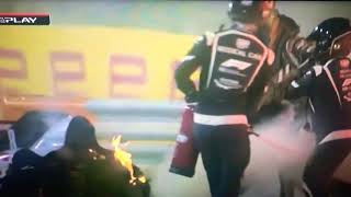 Romain Grosjean crash at Bahrain gp  Teammates Drivers and crew reaction [upl. by Fidelas]