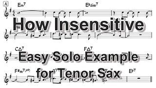 How Insensitive Insensatez  Easy Solo Example for Tenor Sax [upl. by Ati843]