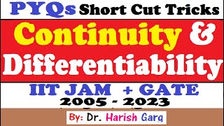 PYQs on Continuity and Differentiability  GATE and IIT JAM 2005 to 2023  Short Cut Tricks [upl. by Meneau]