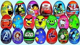 36 Surprise eggs Disney Cars Sofia Dora the Explorer Toy Story Kinder Surprise [upl. by Kosak466]