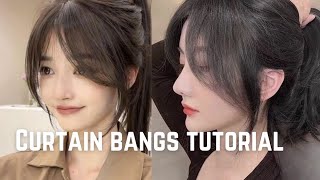 curtain bangs tutorial ✨✨🌼🌺🌸💮💗 viral viralvideo trending fashion style music [upl. by Beal]