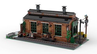 Lego 910033 Old Train Engine Shed Speed Build Studio Bricklink LDD by PLegoBB [upl. by Baillieu]