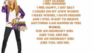 Ordinary Girl  Hannah Montana Forever  Lyrics On Screen Full [upl. by Ttehc]