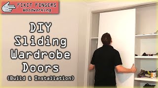 DIY Sliding Wardrobe  Closet Door Build amp Installation Bunnings Cowdroy Door Track [upl. by Ellehcar158]