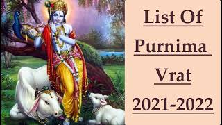 Purnima vrat Hindu calendar 202122 Hindi and English Poonam kab hai Purnima2021 fasting dates [upl. by Nawotna]