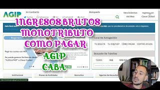 Como pagar INGRESOS BRUTOS Monotributo AGIP CABA regimen simplificado [upl. by Aidualk459]