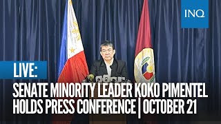 LIVE Senate Minority Leader Koko Pimentel III holds press conference  October 21 [upl. by Monroy]