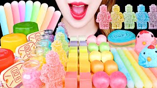 ASMR RAINBOW FOOD CUBE CHEESE ROBOT JELLY PEBBLE CANDY FROZEN WAX CANDY EATING SOUNDS MUKBANG [upl. by Darton453]