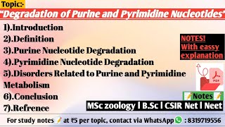 Degradation of Purine and Pyrimidine Nucleotides  Biochemistry [upl. by Haneeja]