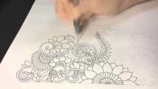 How to draw symmetry floral mandala [upl. by Elrebmik]